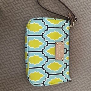 Kate Spade Geometric Blue and Yellow Wristlet